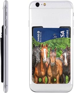 Horse Print Leather Mobile Phone Card Package Card Case Cell Phone Card Pocket Compatible with Most Smartphones