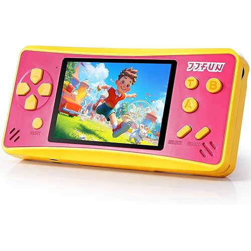 Handheld Game for Kids,Preloaded 168 Retro Video Games, Portable Gaming Player with 3.2" HD Screen, Mini Arcade Electronic Toy with Rechargeable Battery,Travel Toy Gifts for Boys Girls(Pink)