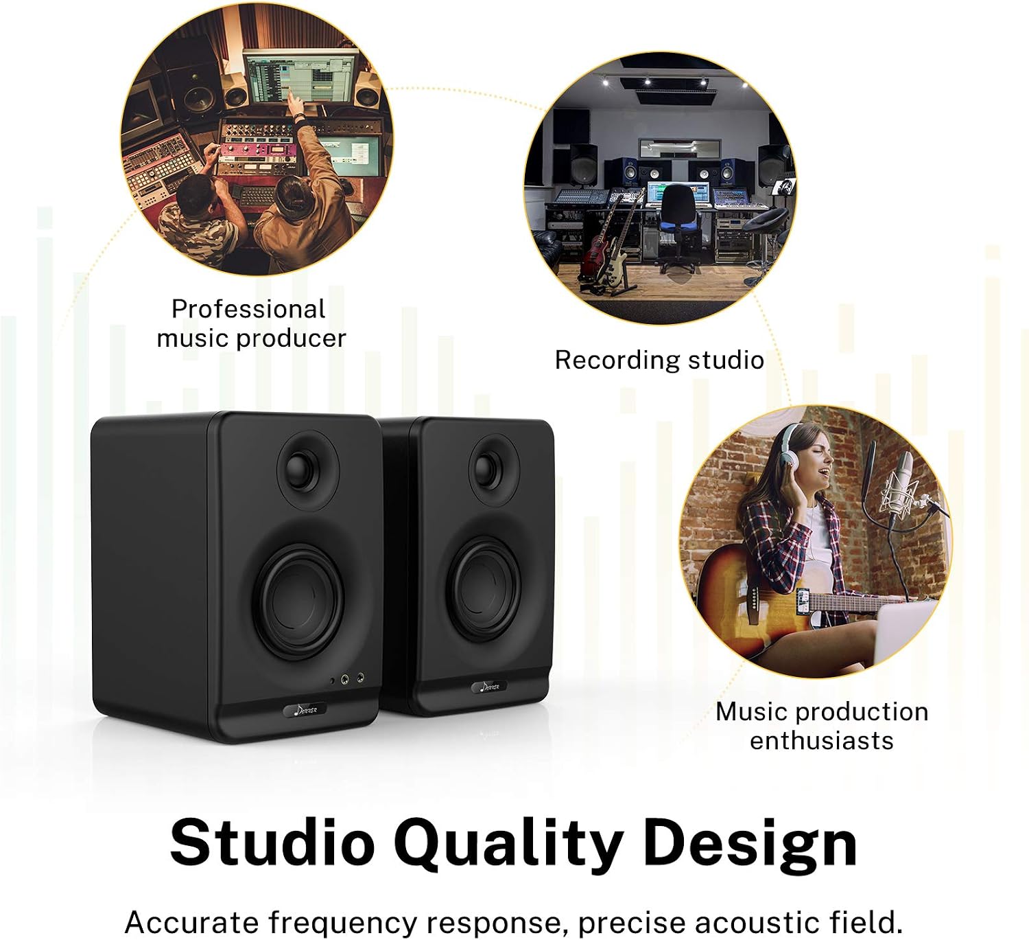 Donner Studio Monitors 3" Near Field Studio Monitors with CSR 5.0 Bluetooth, for Music Production, Live Streaming and Podcasting, 2-Pack Including Monitor Isolation Pads-New Version(Dyna3 Black)