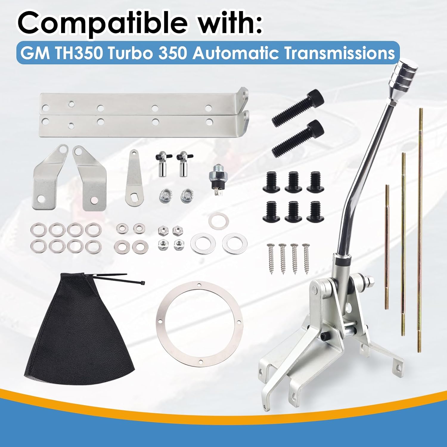 Transmission Shifter Set Turbo 350 Automatic Shifter Kit with 12" Stick, Fit for GM Turbo 350 TH350, Replace HRC12-940