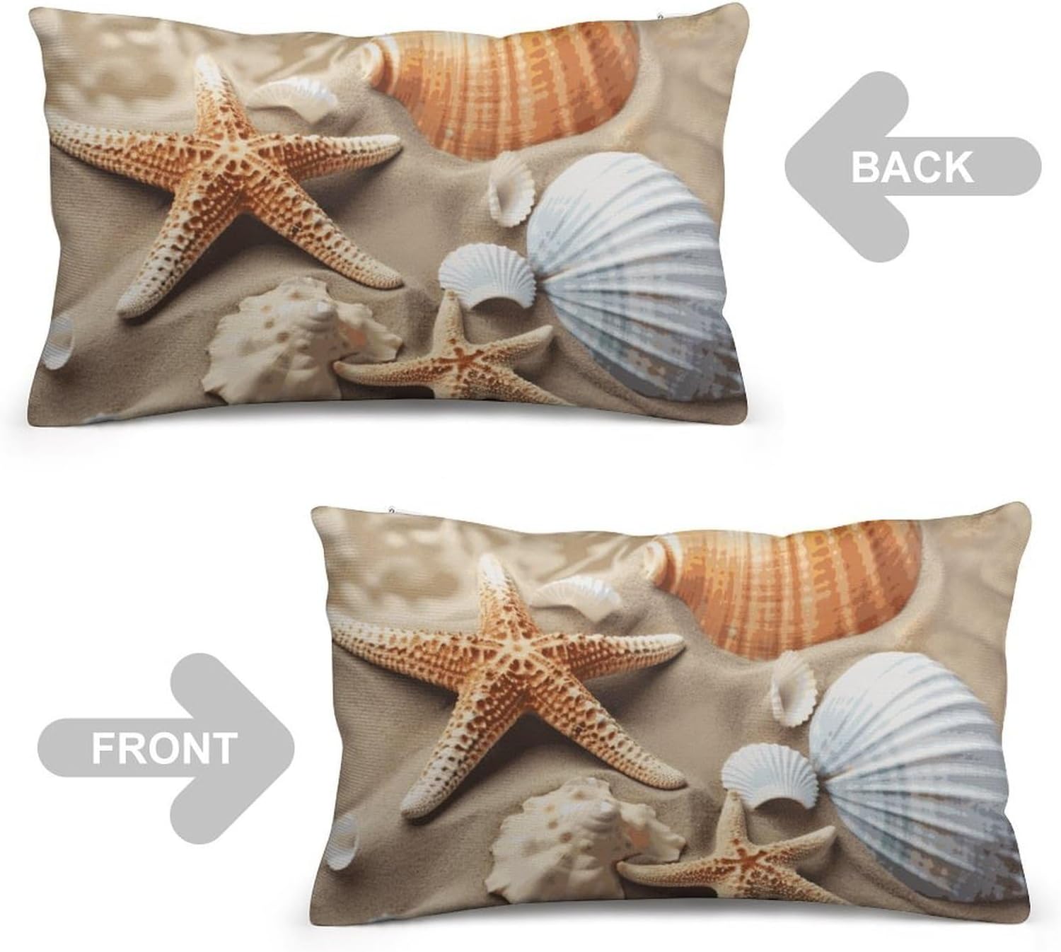 Sea Shell Starfish Pillow Cases Queen Size Set of 1 Soft Comfortable Throw Pillows Covers Decorative Pillowcase with Zipper Bed Cushion Covers for Couch Sofa Bedroom 12 "x20