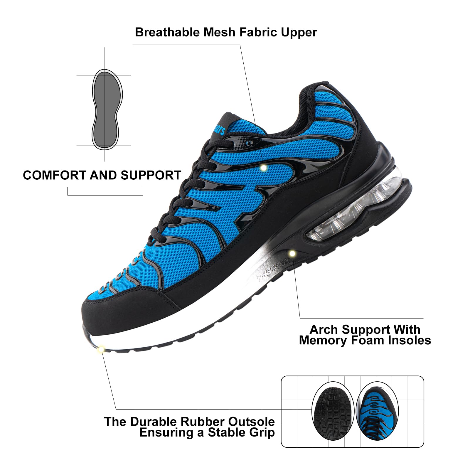 NEOKER Scarpe Running Uomo Donna Scarpe da Corsa Sneakers Scarpe Ginnastica Scarpe Trail Running Scarpe Sportive Platform Outdoor Nero Blu 36-48 EU