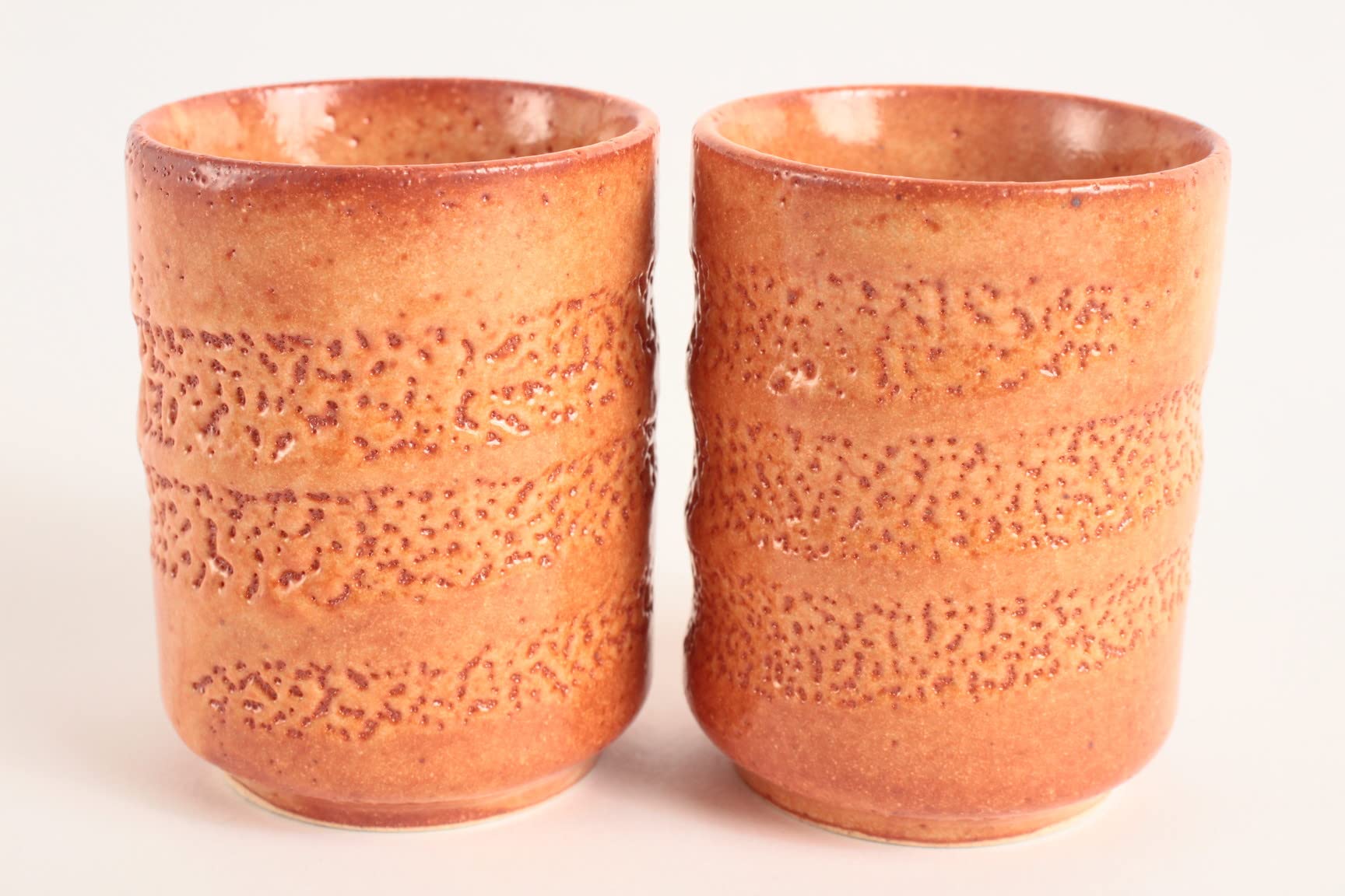 Mino Ware Yunomi Chawan Teetasse, japanische Keramik, kurz, klein, hergestellt in Japan (Japan Import) (Akashino Orange) SZY104