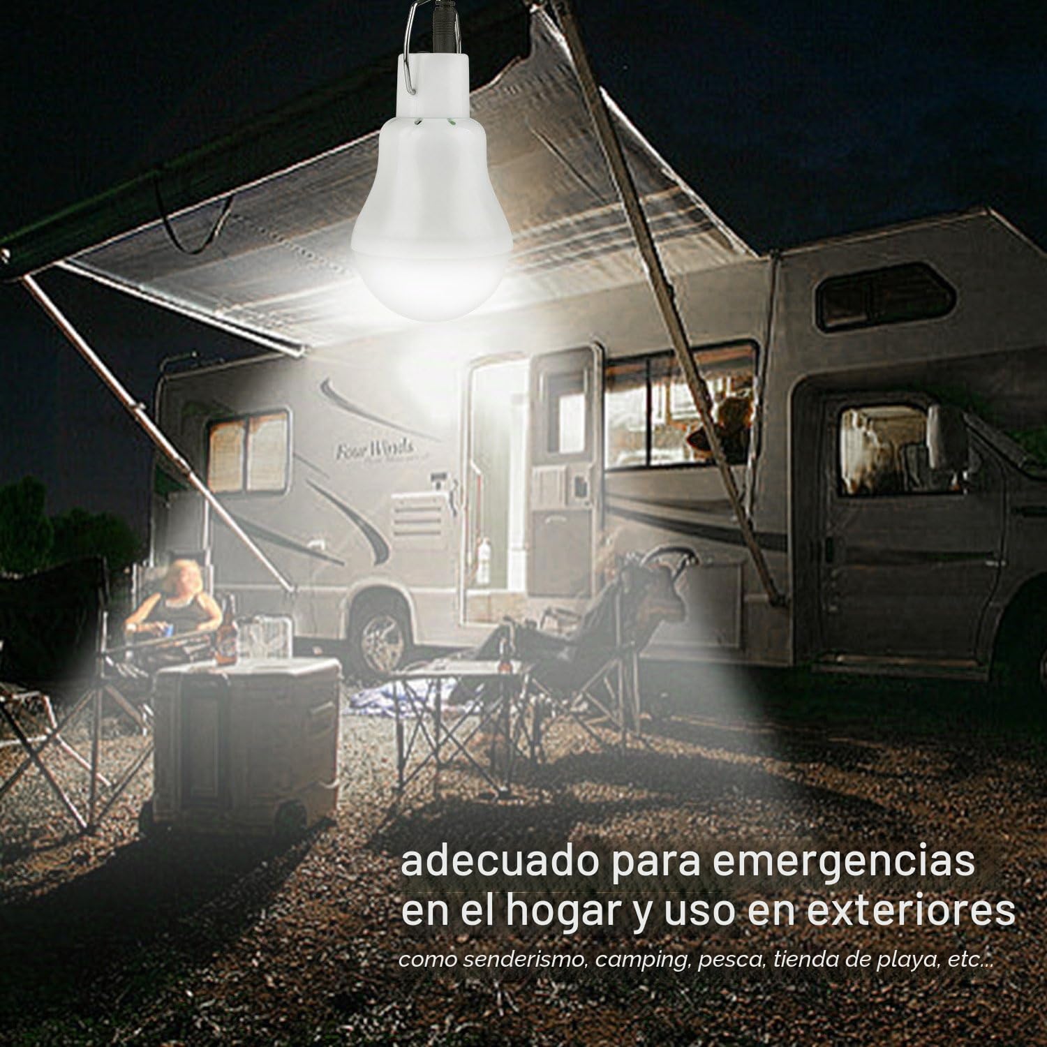 Beinhome Lámpara Solar LED para Exterior 2PCS,Farolillo Solar,Lámpara de Camping,Lámpara con Panel Solar,3M Cable,Bombilla de 3W,Iluminación Solar para Interior,Tienda de Campaña Senderismo Pesca