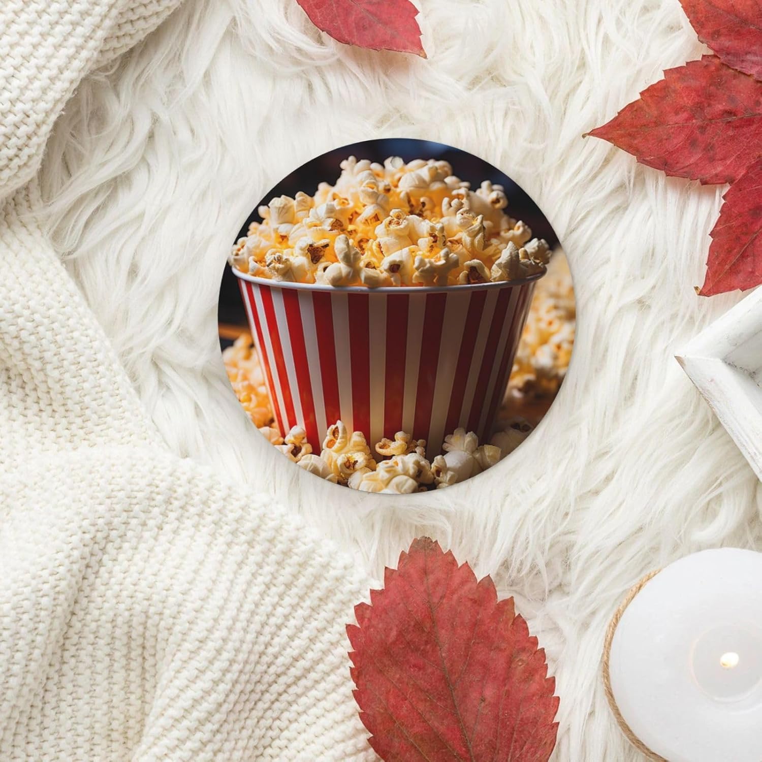 Car Air Freshener 24 PCS Popcorn Hanging Car Air Fresheners Auto Interior Decor Card Freshener Strong Scented Card Lavender Cars Scents for Office Bedroom Close Drawer Round Shape