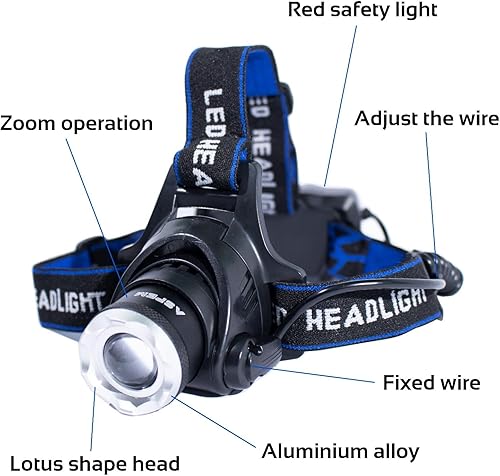 Miniatura 2 de Linterna frontal LED recargable con 1000 lúmenes, faro súper brillante IPX4 impermeable, 3 modos de iluminación, cabezal ajustable de 90, cable USB