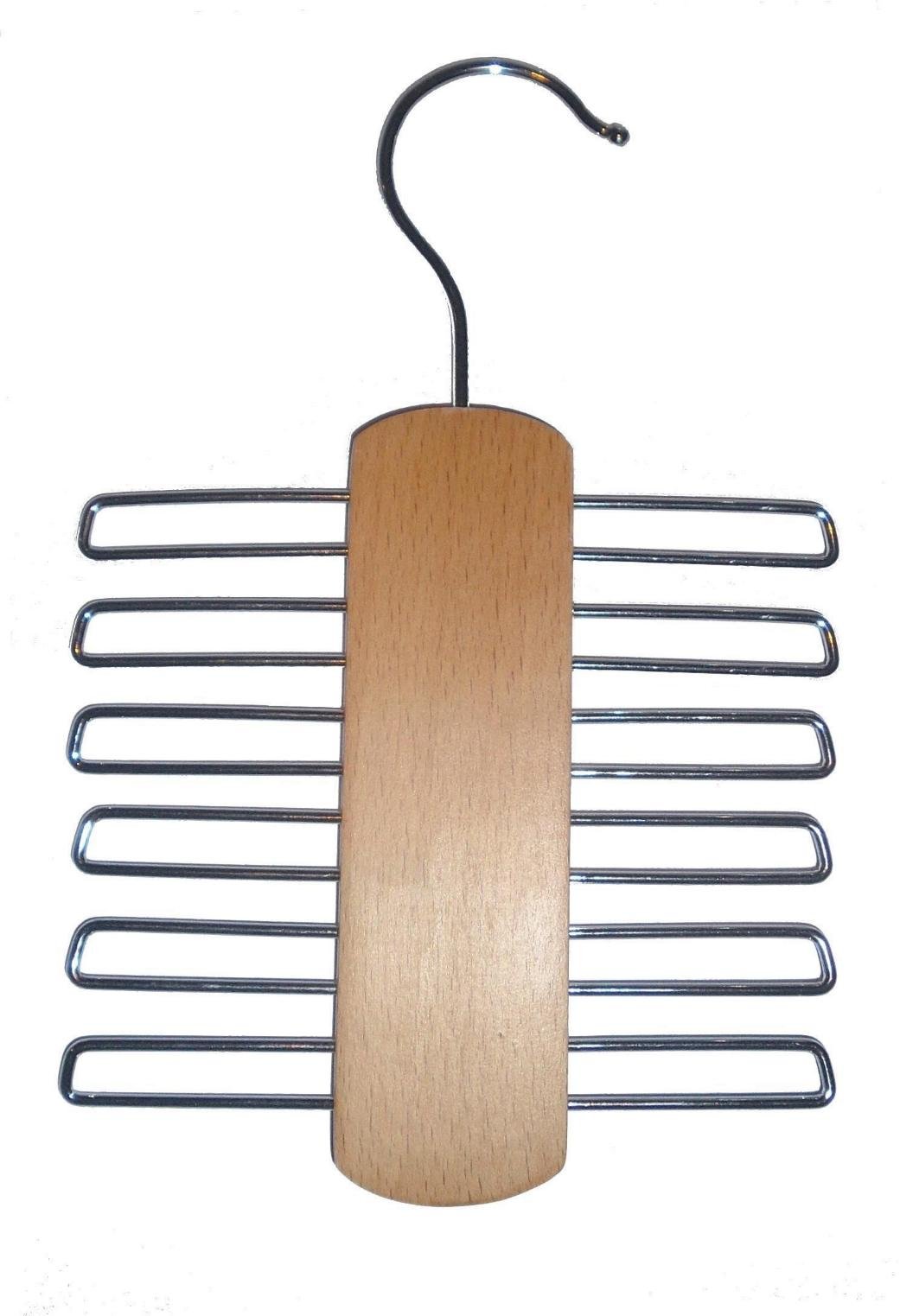 Krawattenhalter Buchenholz 2er Set - Für 12 Krawatten Mit Metallhaken