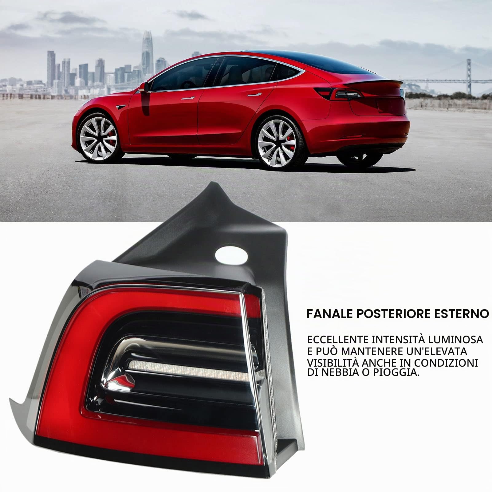 Fanale Posteriore per Model 3 2020-2022, Sostituzione fanale Posteriore Esterno per Model Y 2020-2022, Gruppo Lampada Freno Posteriore Stop Indicator Light (Sinistra 11502086 00