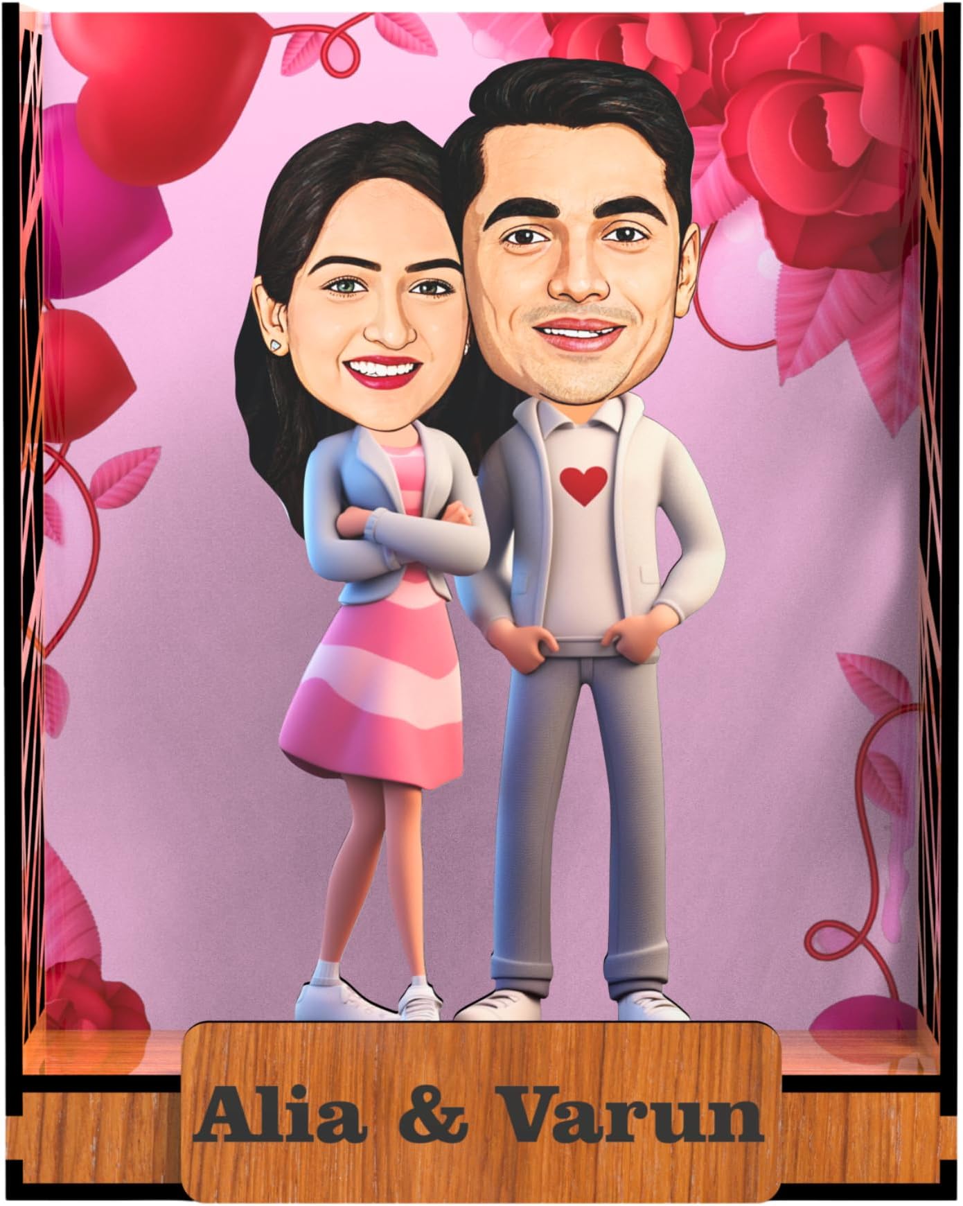 AVATAAR STUDIO Personalized Gift for Wife, Husband, Girlfriend, Boyfriend, Friends Character Caricature Photo Frame Unique Design Customized Gift for Friends & Family (COUPLE 3 BOX)