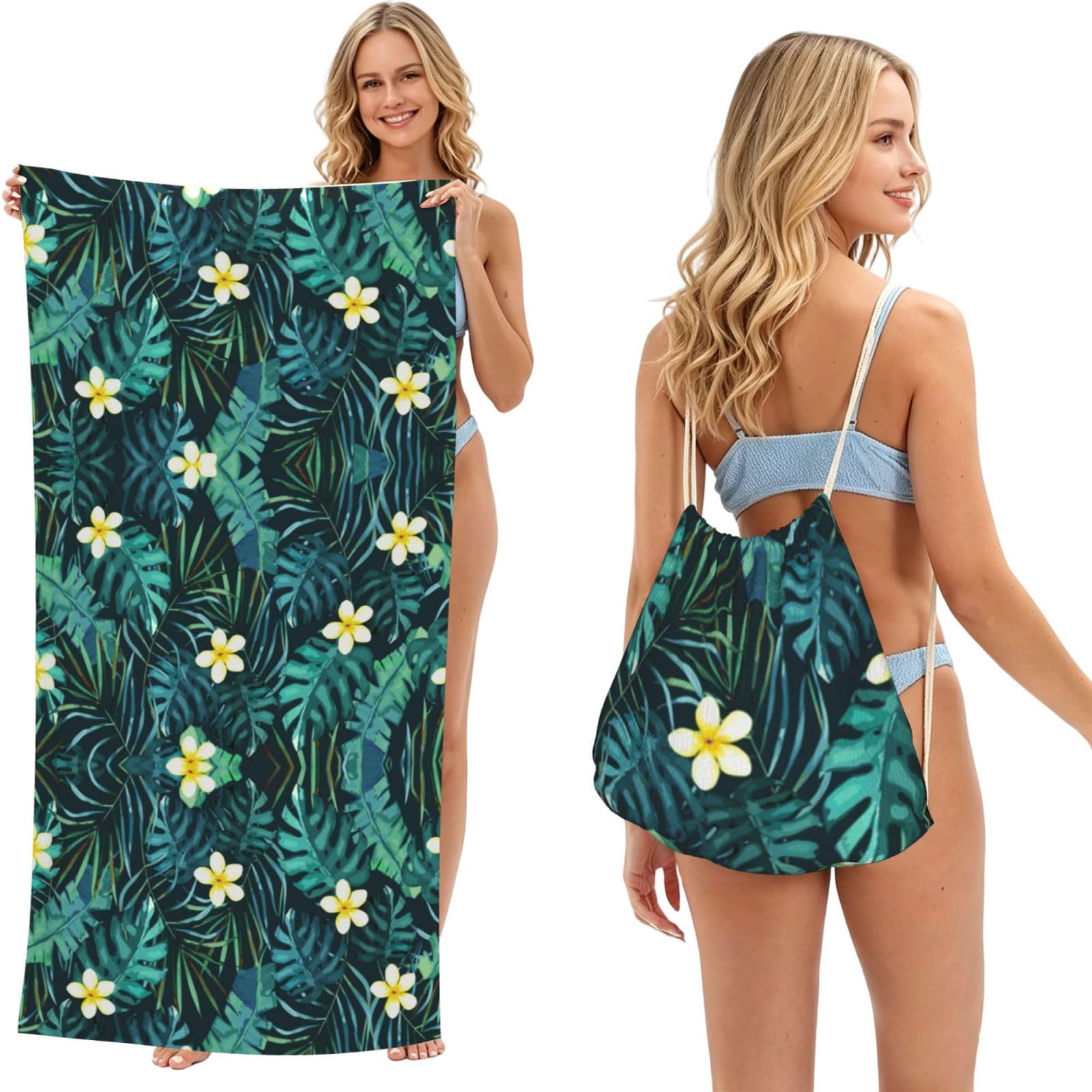 EZDLOWVBA Hawaiian Print Beach Towel Backpack 2 In 1 Summer Large Lightweight Beach Towel - Multifunctional Ship Pattern Towel Bag For Storage,Sport