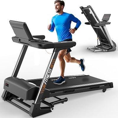 Tapis de course pliable pour la maison avec 18 niveaux d’inclinaison automatique, moteur puissant de 4,5 CV, vitesse de 1 à 18 km/h, capacité de charge maximale de 150 kg, Bluetooth avec carte