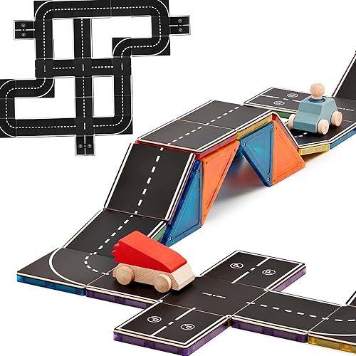 Miniatura 1 de Learn & Grow Road Toppers, accesorio de azulejos magnéticos, juego de construcción magnético, paquete de construcción de carretera para añadir 40