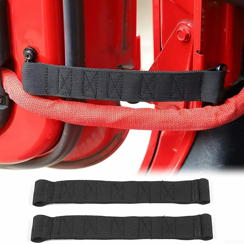 Cinghia di limitazione per portiera per Jeep Wrangler CJ YJ TJ JK JKU - Materiale in nylon resistente, aggiornamento robusto, previene l'apertura, confezione da 2 pannelli interni