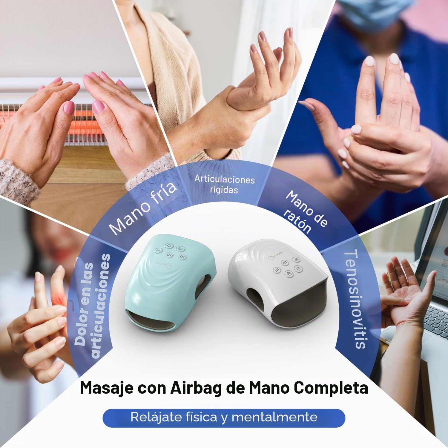cotsoco Masajeador de manos – 3 tamaños de masaje, masajeador de manos inalámbrico con calor y compresión para artritis y túnel carpiano, regalo para hombres, mujeres, amigos de la familia, relajación