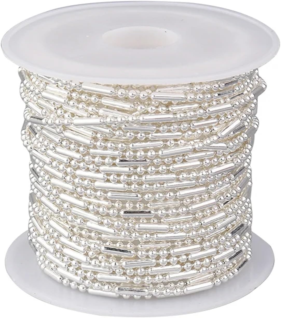 Ball chain, 3Roll 5 Meters/Roll Round Bamboo Bead Chain Fashion Chains for Jewelry Making Connector DIY Bracelet Necklace Accessories for Tag(KC Gloden)