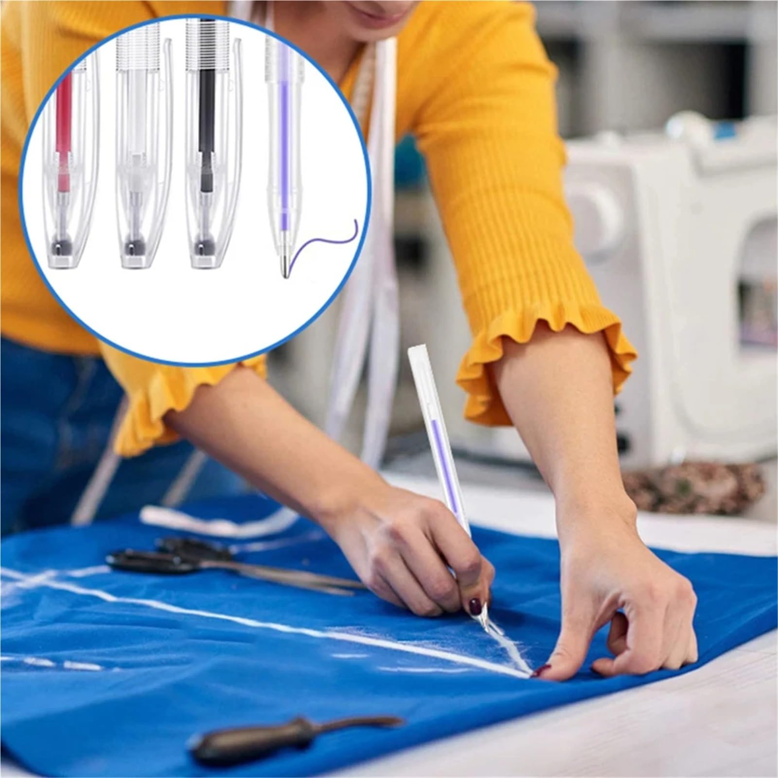 Gesso da sarta Penne a Scomparsa ad Alta Temperatura da 100 Pezzi Penne a dissipazione for Tessuti for Abbigliamento Penne for dissipazione dell'Acqua su Misura per Tessuti(Blue)