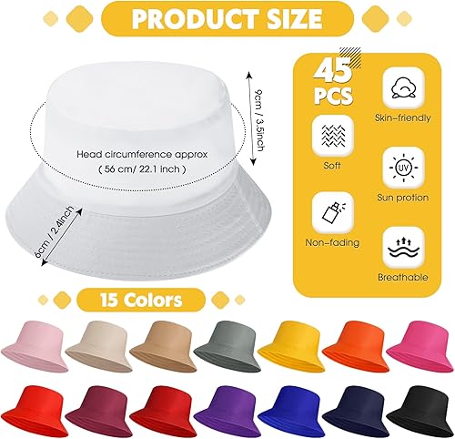Miniatura 2 de Solid Bucket Hat Bulk Multicolor Hat Packable Fishing Hats Travel Bucket Hat Beach Fishing Cap for Women Men