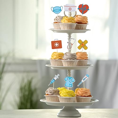 Miniatura 4 de Gyufise 36 piezas de decoración de cupcakes para enfermera, escuela de enfermería, graduación, cupcakes para médicos, enfermeras, graduados, fiestas