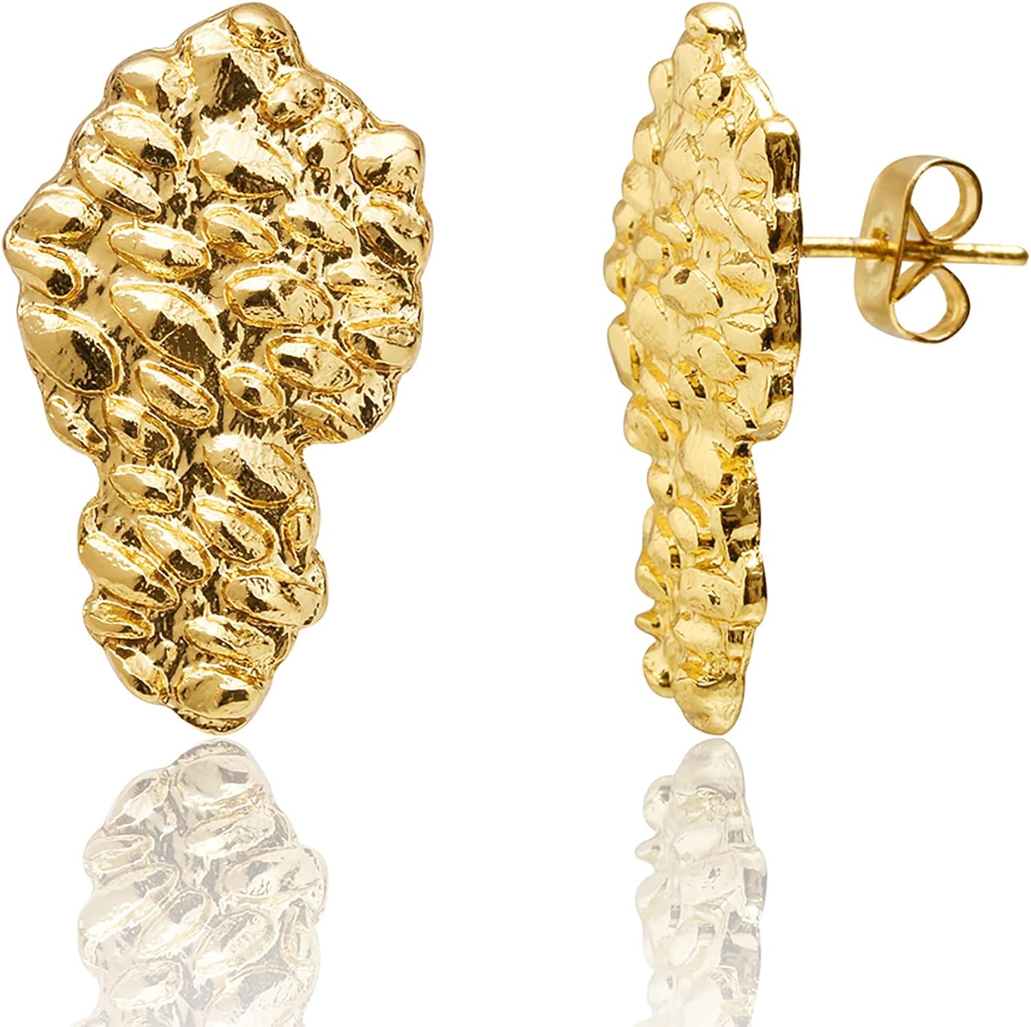 gold nugget earrings for men men earrings 18k gold 925 Sterling Silver Stud