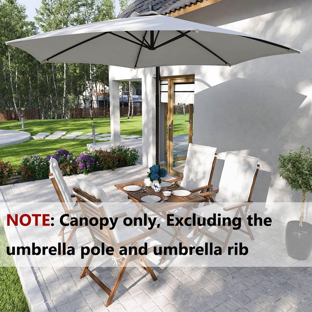 6.5/7.5/9/10ft Replacement Patio Umbrella Canopy, Table Market Pool Replacement Top Cover for 6/8 Ribs, Fade Resistant Strong UV Protective Cloth for Garden Umbrella (Canopy Only)