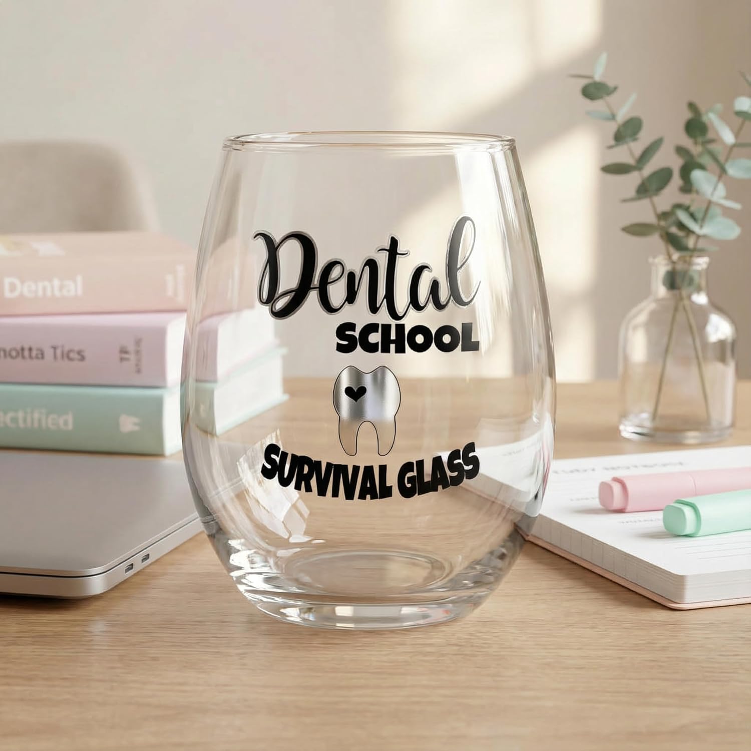 Zoey Christina Dental School Survival Wine Glass – Funny Gift for Dental Students, Hygienists, Dentists 0045 - Image 2