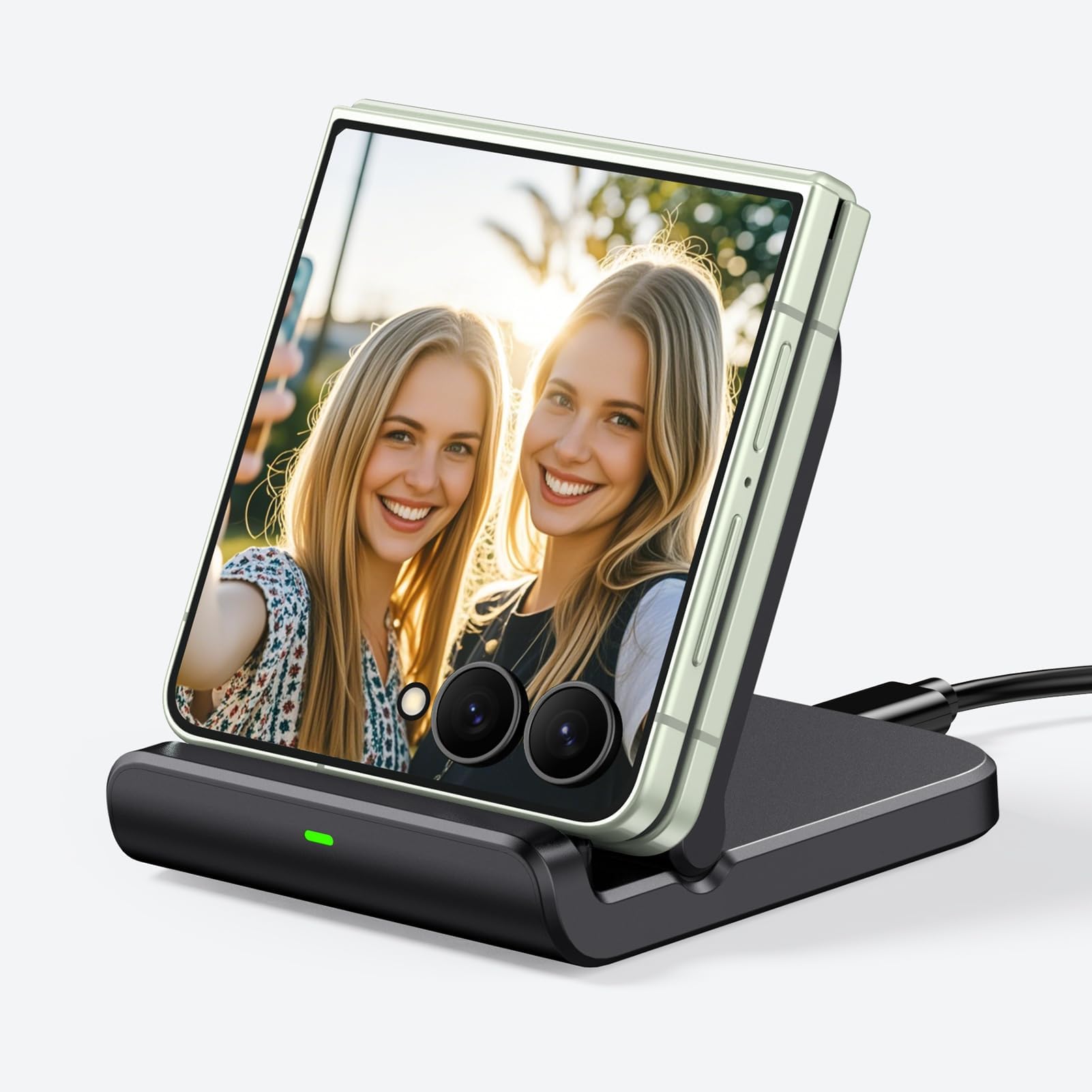 Wireless Charger for Samsung Galaxy Z Flip 7/7 FE/6/5/3, Foldable Charging Station for Moto Razr 60/50/40/Ultra, SwanScout 501S (No Adapter)