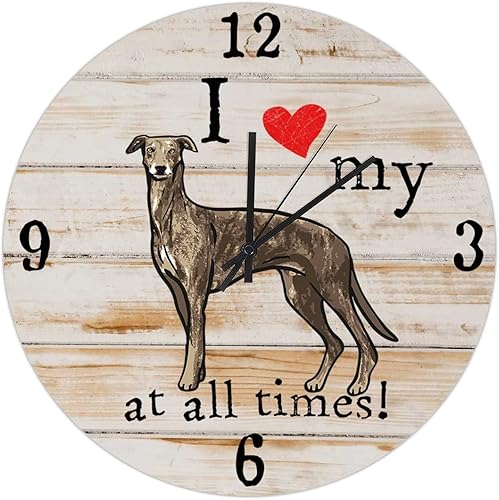 Reloj colgante de 12 pulgadas para dueños de mascotas, reloj de madera para amantes de los perros de mascotas, estilo vintage, analógico,