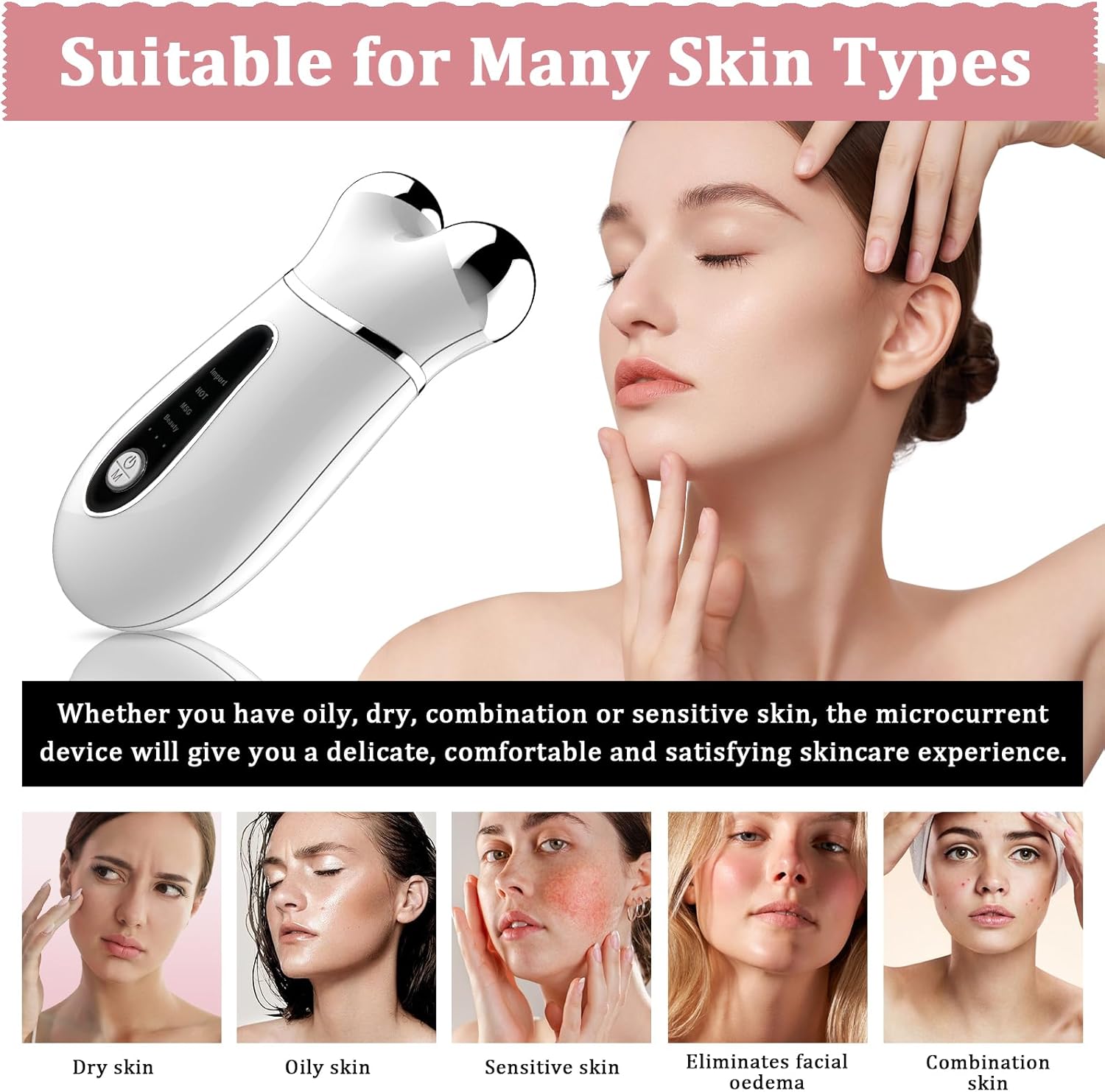 Microcurrent Face Device, USB Micro Current Faci-al Shaping Tool for Facial Wrinkle Removal and Anti-Aging，Mini Microcurrent Face Lift Device for Face Lifting and Facial Sculpting (White) - Image 4