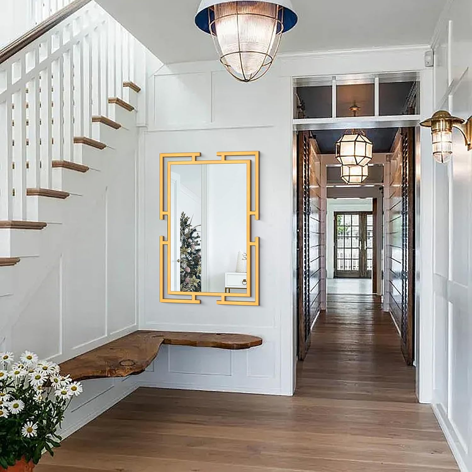 Large Decorative Wall Mirror, 24"x36" Gold Mirror for Bedroom, Tempered Mirror Wall Decor with Metal Frame for Living Room, Modern Farmhouse Mirror, Horizontal/Vertical - Image 6