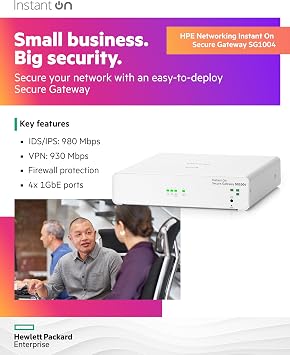 HPE Networking Instant On Secure Gateway SG1004 4-Port 1G Smart-Managed Gateway, 4X 1GBase-T, US Cord (S0G33A#ABA)