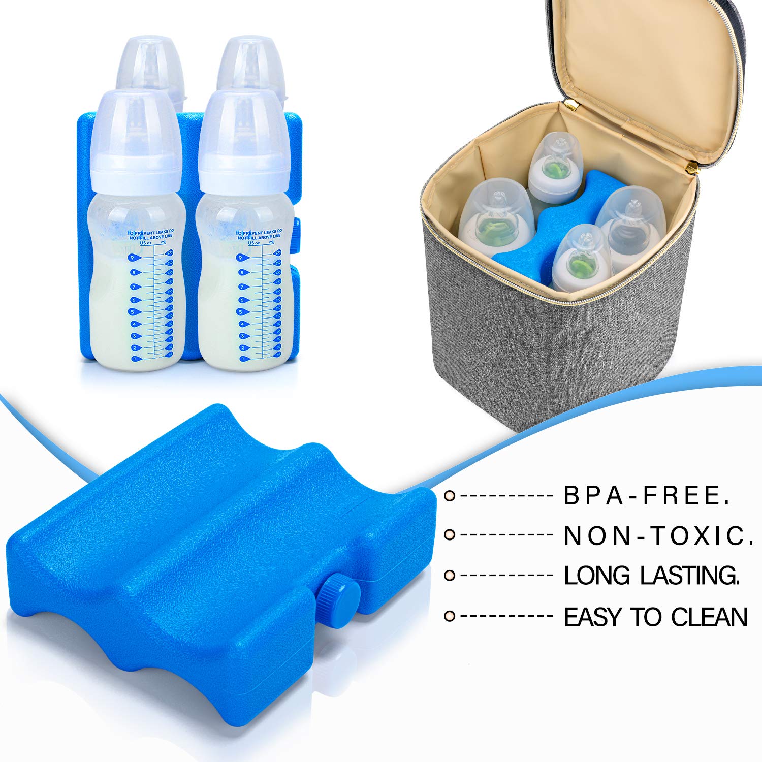 Teamoy Mattonelle Ghiaccio per Biberon, Mattonelle Refrigeranti per Borse Termiche, Borsa Termica Porta Pranzo, Borse Frigo o Borse da picnic