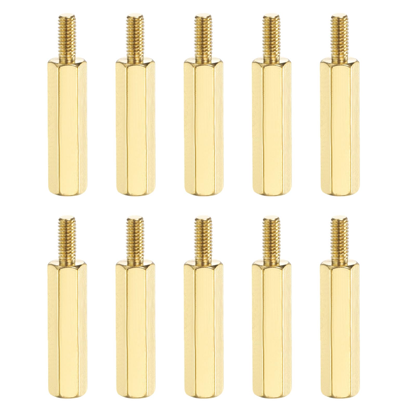 PATIKIL 10 Pcs Male to Female Thread Spacer Screws M2.5 x 20mm + 6mm Brass Hex Standoff PCB Motherboard Spacer Screw Nut for Drone Quadcopter Computer Electronic Projects Circuit Board — image 1