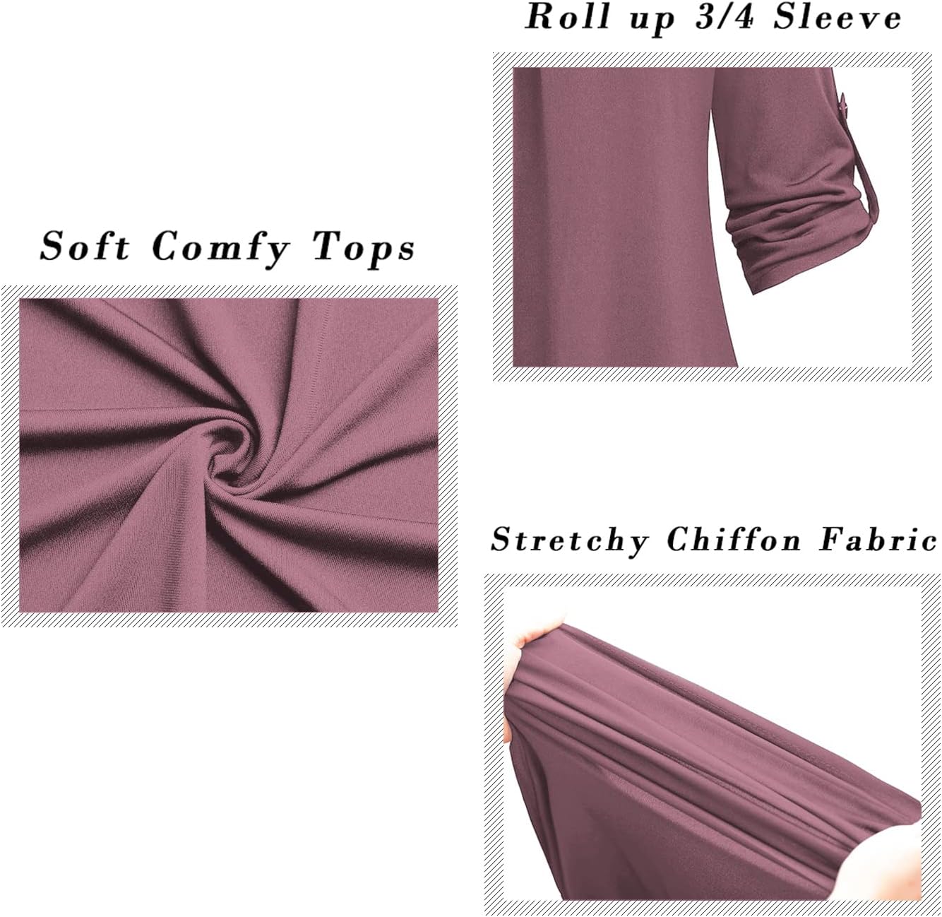 Ninedaily Womens Tops Dressy Casual 3/4 Sleeve V Neck Chiffon Shirt Work Blouses