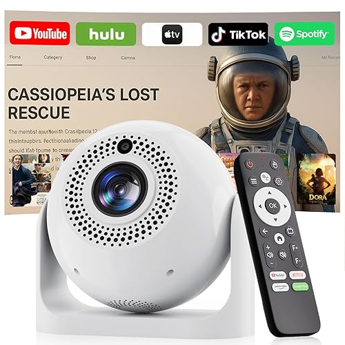 2026 Mini Projector with WiFi and Bluetooth Auto Focus & Vertical Keystone Smart Portable Projector Android 13 with Built in Apps 1080P HD 4K Support w/ HDMI/USB Supported Home Movie Projector