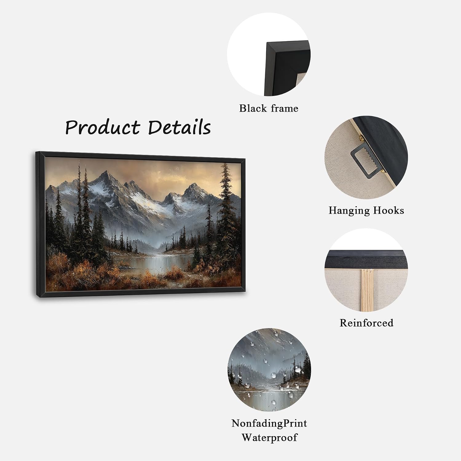 Large Wall Art For Living Room Mountain Canvas Wall Decor Lake Nature Landscape Pictures Forest Paintings Prints Big Artwork Framed Modern Decorations For Office Bedroom Bathroom Gifts 36" x 24"