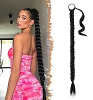 Vista 154 de BARSDAR Extensión de Cola de Caballo Trenzada de 30 Pulgadas de Largo - Extensiones de Cabello de Cola de Caballo Trenzada Rubia Recta Envolvente