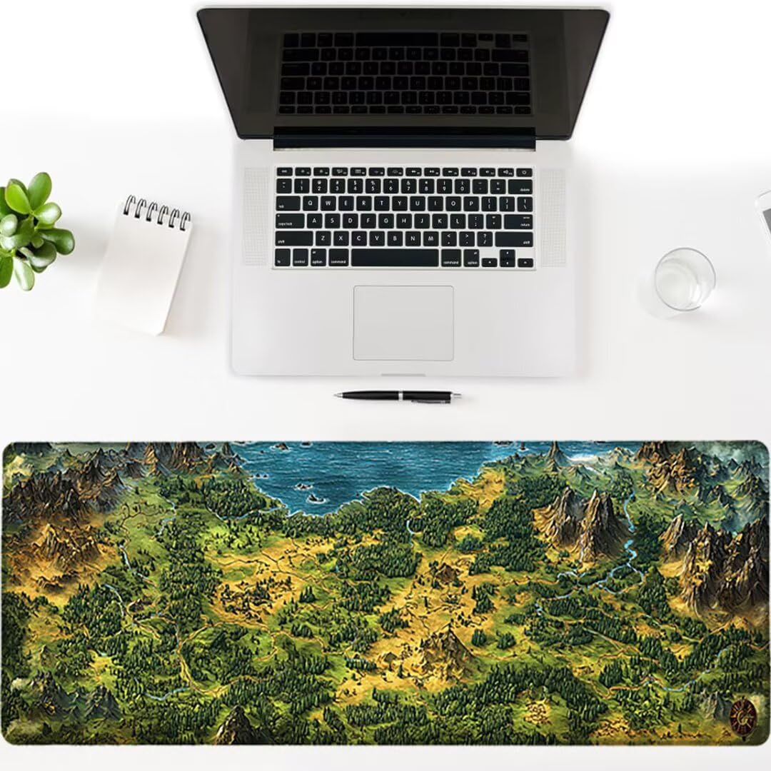 Leśna podkładka pod mysz XXL - 1600x800x3mm - krajobraz Duża mata na biurko z przeszytymi krawędziami Wodoodporna antypoślizgowa do komputera, laptopa poprawia precyzję i szybkość. -36802