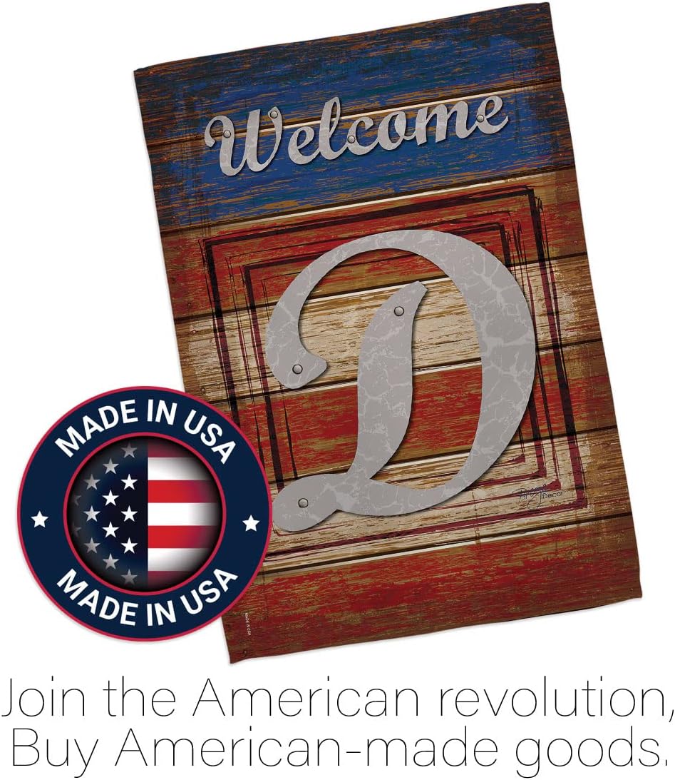 Breeze Decor - Patriotic D Initial Americana - Everyday Patriotic Impressions Decorative Vertical House Flag 28" x 40" Printed In USA