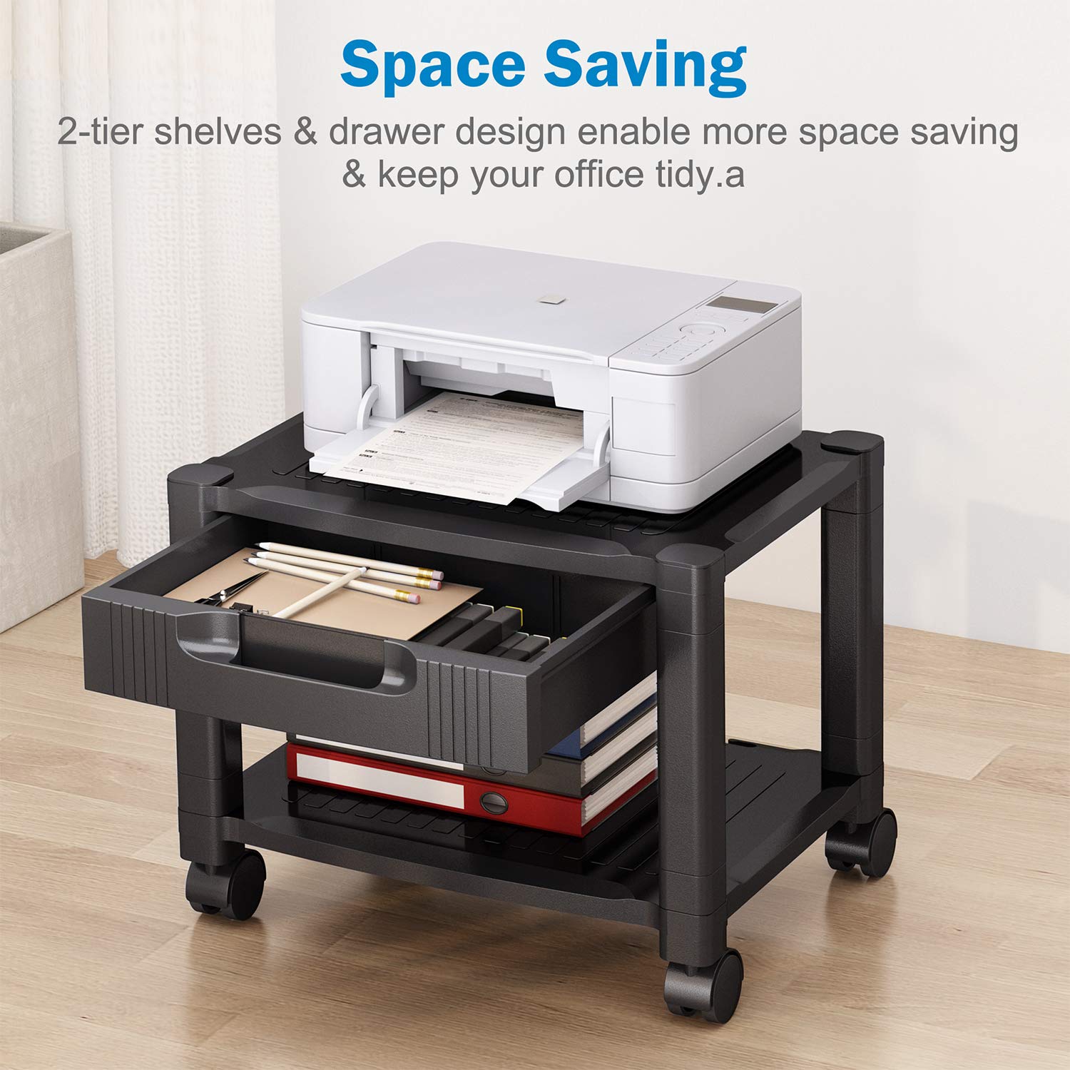 Printer Stand Under Desk Printer Stand with Cable Management