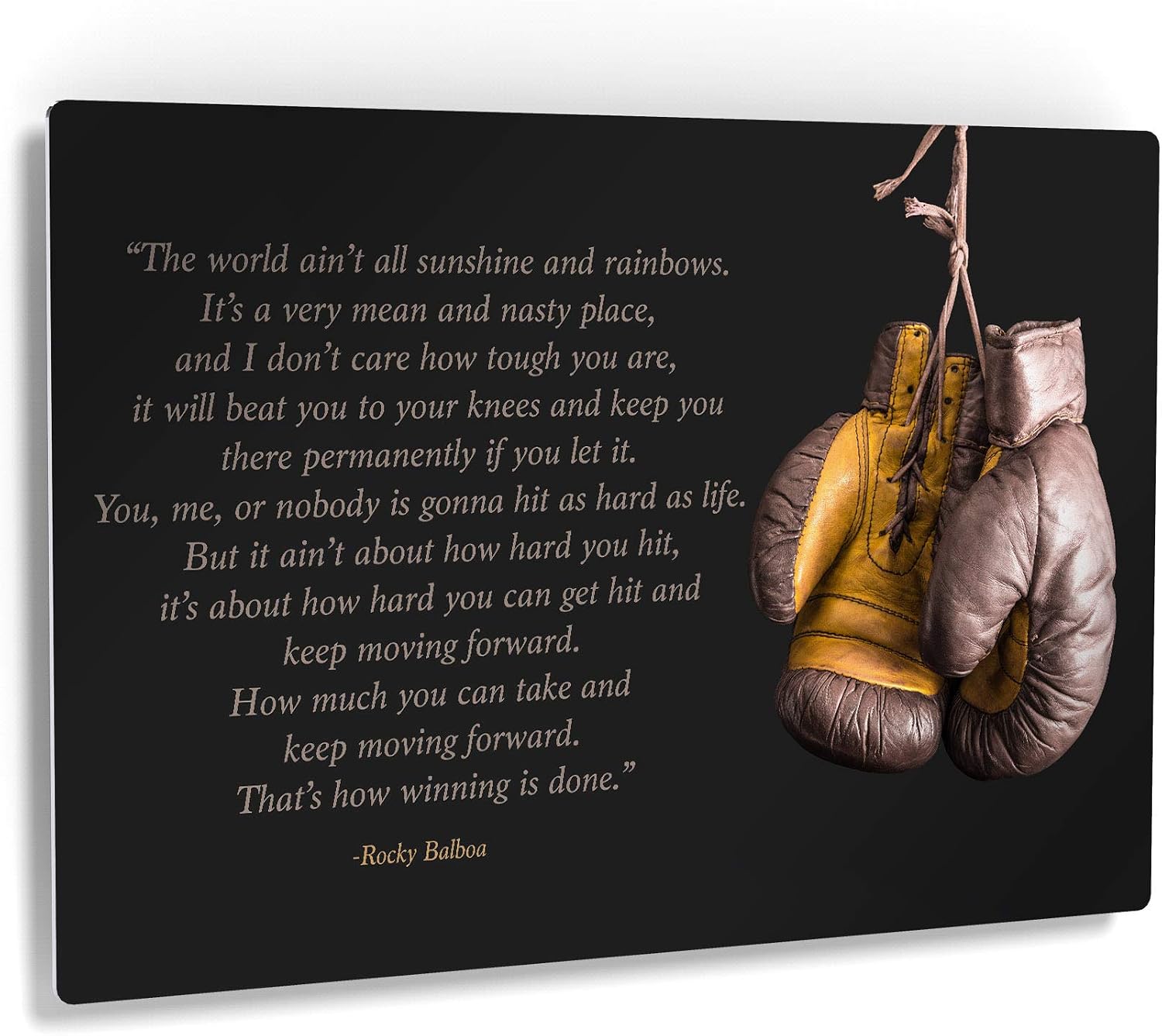 Smile Art Design Rocky Balboa Quote Metal Wall Art Print Motivational Quote Inspirational Artwork Sylvester Stallone Living Room Office Success Entrepreneur Decor Boxing Ready to Hang - 24x36