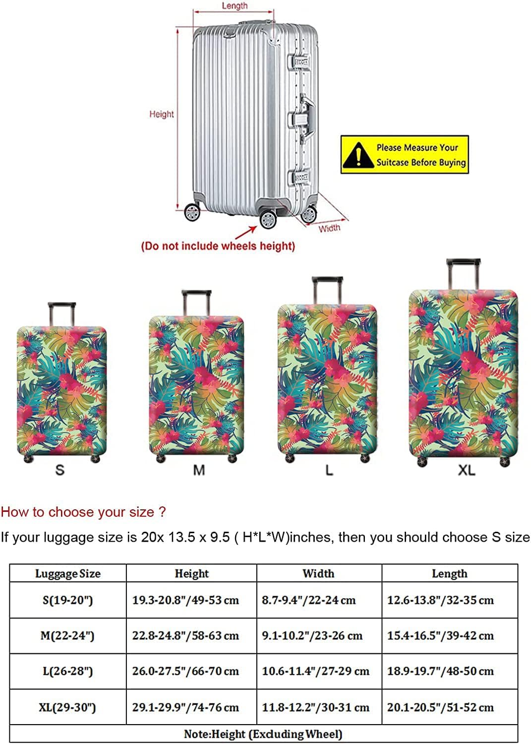 Travel Luggage Cover, Suitcase Protector Bag Fits 29-30 Inch Luggage Colorfulmaple