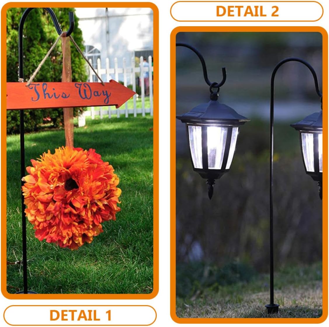 6pcs Iron Solar Garden Hook Shepherd Hooks for Outdoor Lights Stakes for Solar Garden Lights Hanging