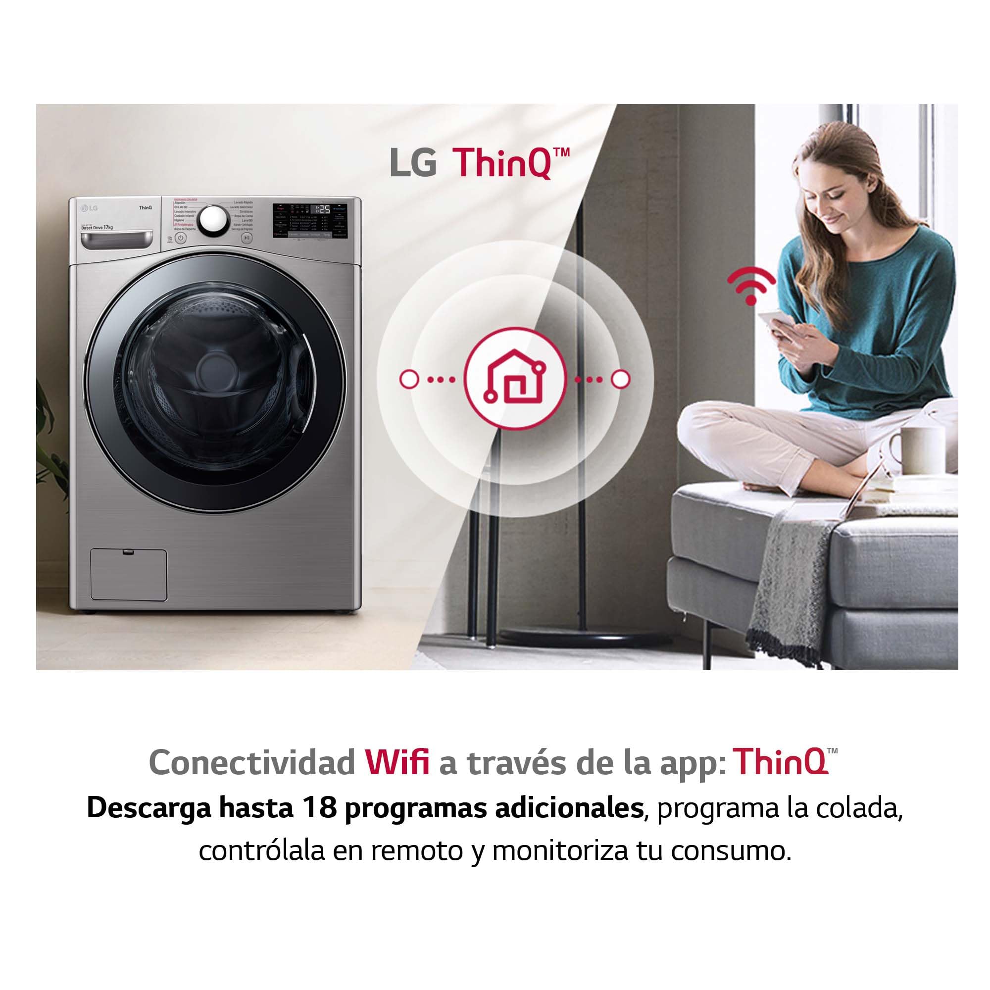 LG F1P1CY2T - Lavadora Inverter direct Drive, 17 kg, A++, 1100 rpm, serie XXX, color inox antihuellas — view 7
