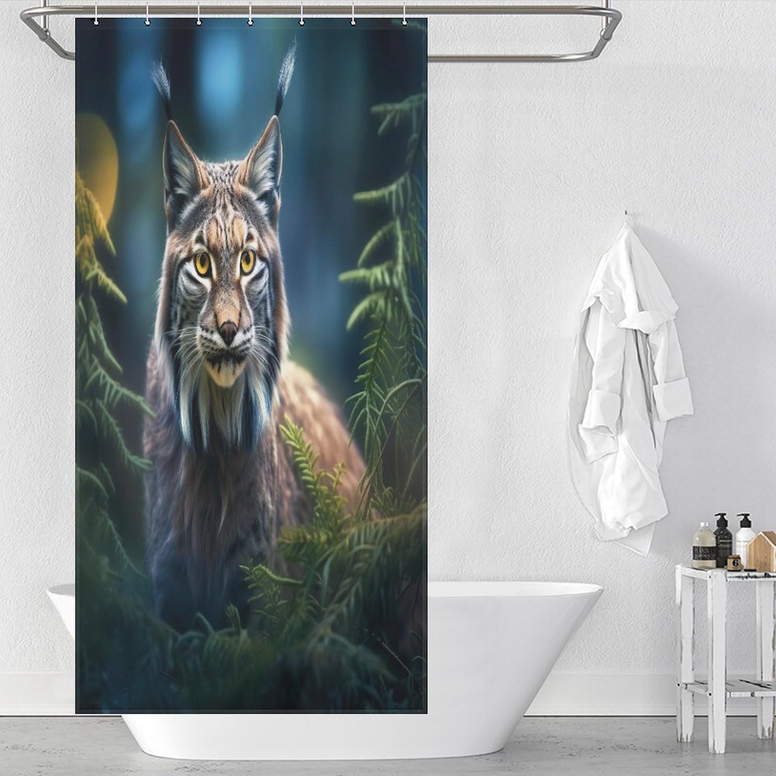 Rideau de douche imperméable lavable 92x183 pour baignoire en tissu polyester