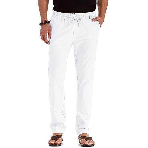 Sailwind Men's Drawstring Linen Pants Casual Summer Beach Loose Trousers