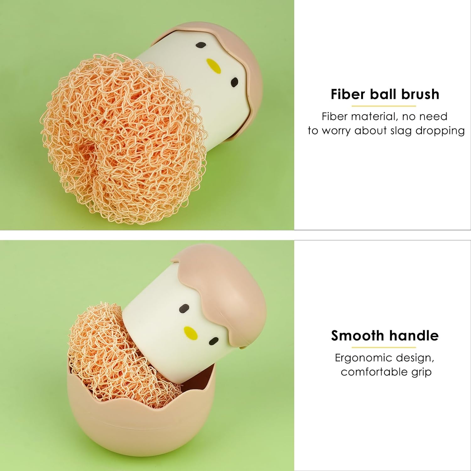 かわいい食器用ブラシ エッグクリーニングブラシ ひよこブラシ 交換可能 洗濯ボールポットブラシ 食器用ブラシ 中華鍋用アクセサリー