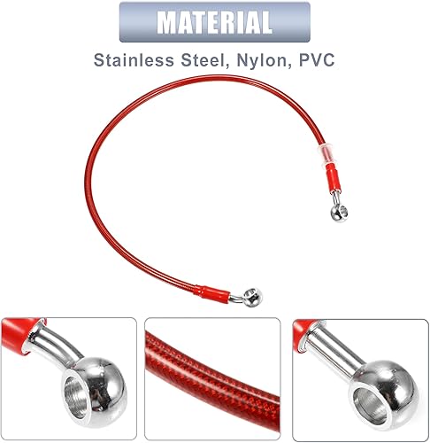 Miniatura 6 de X AUTOHAUX 25.6 in 25.59" Longitud 0.394 in ID motocicleta hidráulico freno manguera tubo tubo 28 0 acero inoxidable trenzado cable para ATV