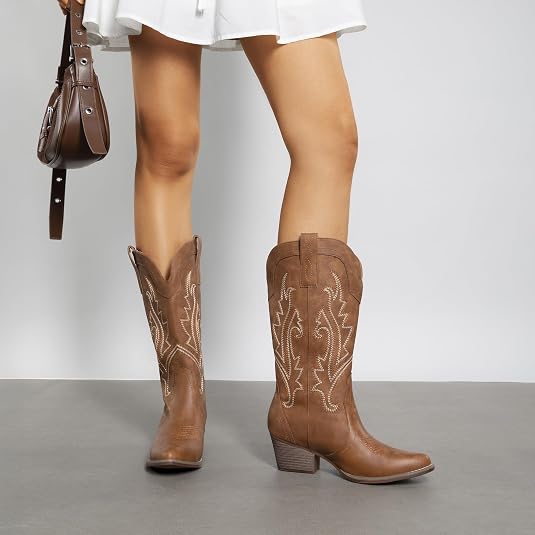 DREAM PAIRS Women's Cowgirl Western Boots
