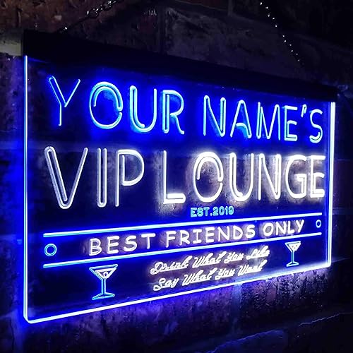 Miniatura 3 de ADVPRO Letrero de neón LED de doble color personalizado con temática de este año, diseño de salón VIP, bar, club, color blanco y azul, 12 x 8.5