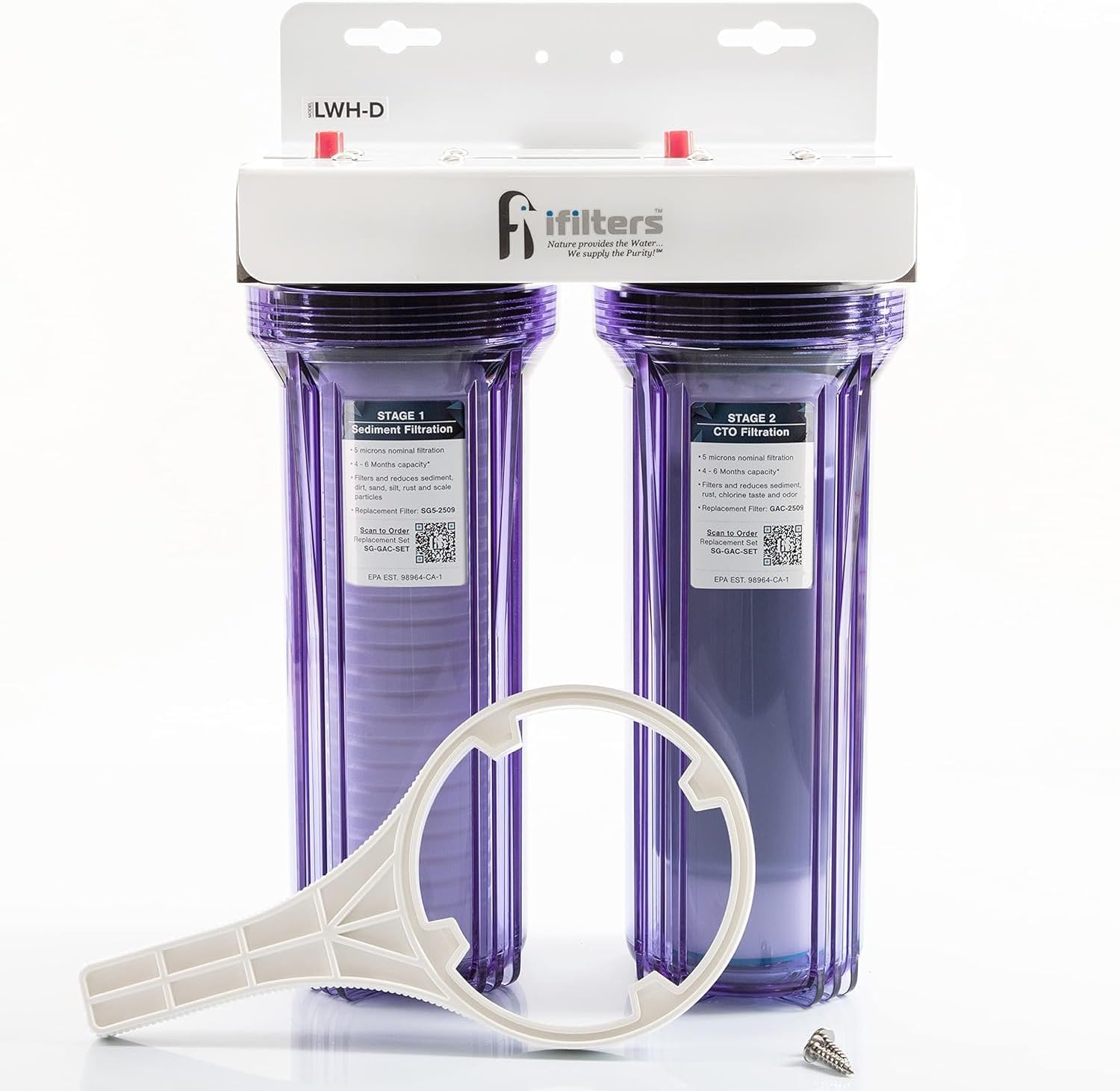 2-Stage Whole House Filter System for City and Well Water (GEN2/V2) Removes Contaminants, Sediment, Chemicals, Chlorine, VOCs, Odor, Taste, Rust, and More | Commercial Grade | iFilters